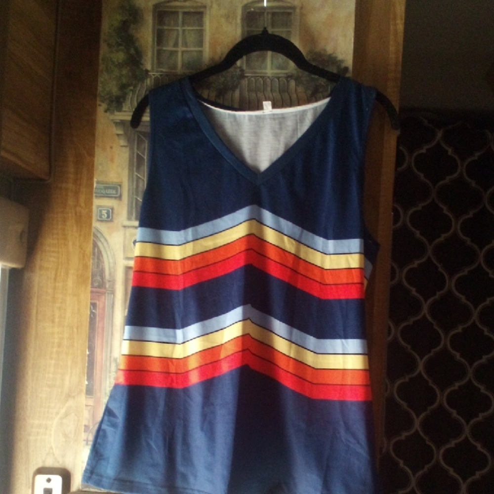 NWT! Striped V-Neck Tank Top